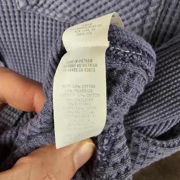 Aerie LumberJane Waffle Shirt Oversized Relaxed Size S Purple Blue - Picture 11 of 11